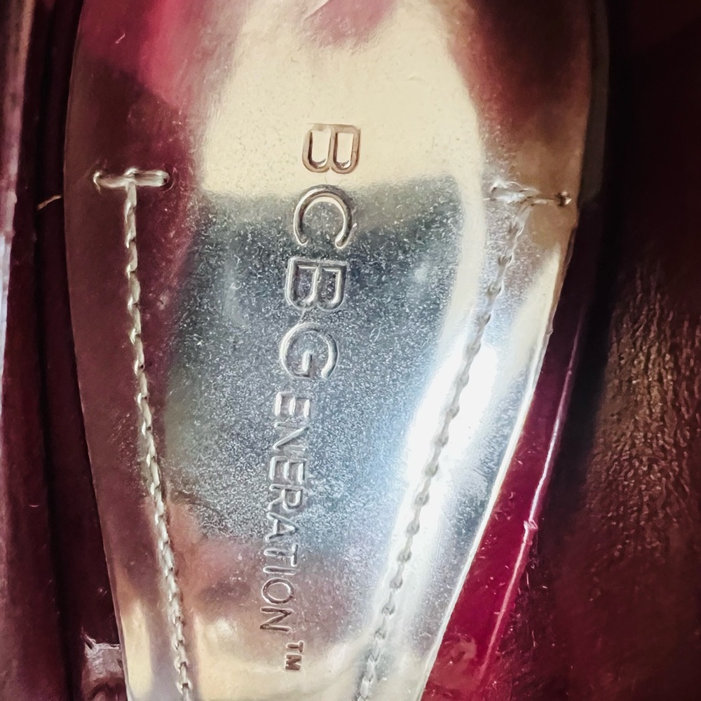 BCBG Ariel Red Patent Leather Peep Toe Heel - Picture 2 of 4